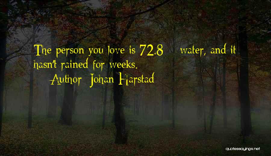 Johan Harstad Quotes: The Person You Love Is 72.8% Water, And It Hasn't Rained For Weeks.
