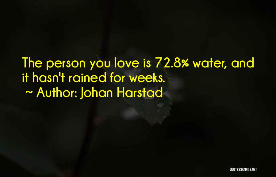 Johan Harstad Quotes: The Person You Love Is 72.8% Water, And It Hasn't Rained For Weeks.