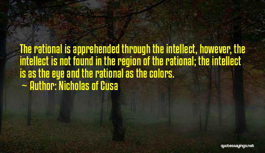 Nicholas Of Cusa Quotes: The Rational Is Apprehended Through The Intellect, However, The Intellect Is Not Found In The Region Of The Rational; The