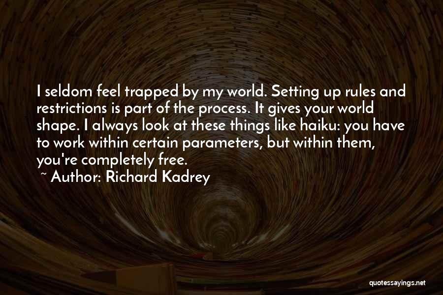 Richard Kadrey Quotes: I Seldom Feel Trapped By My World. Setting Up Rules And Restrictions Is Part Of The Process. It Gives Your