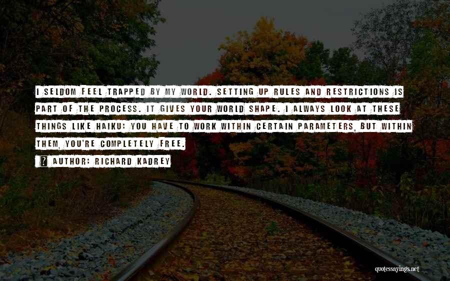 Richard Kadrey Quotes: I Seldom Feel Trapped By My World. Setting Up Rules And Restrictions Is Part Of The Process. It Gives Your