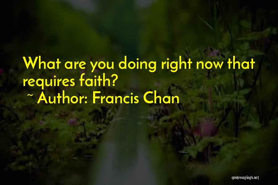 Francis Chan Quotes: What Are You Doing Right Now That Requires Faith?