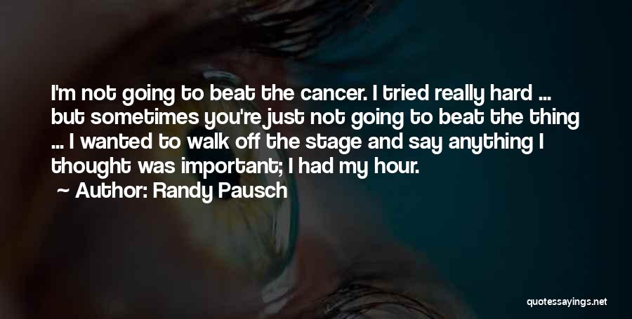 Randy Pausch Quotes: I'm Not Going To Beat The Cancer. I Tried Really Hard ... But Sometimes You're Just Not Going To Beat