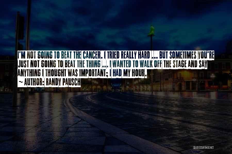 Randy Pausch Quotes: I'm Not Going To Beat The Cancer. I Tried Really Hard ... But Sometimes You're Just Not Going To Beat