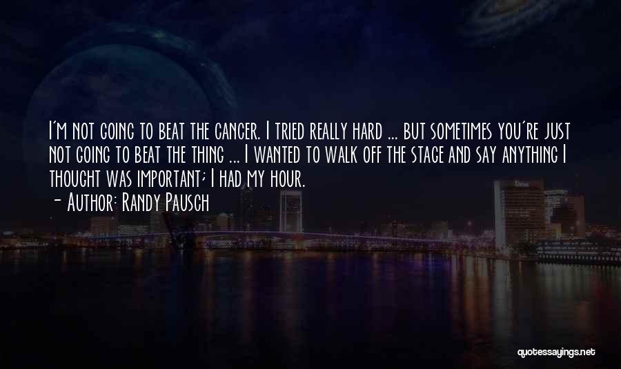 Randy Pausch Quotes: I'm Not Going To Beat The Cancer. I Tried Really Hard ... But Sometimes You're Just Not Going To Beat