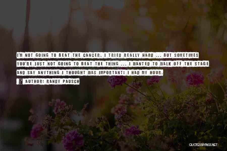 Randy Pausch Quotes: I'm Not Going To Beat The Cancer. I Tried Really Hard ... But Sometimes You're Just Not Going To Beat