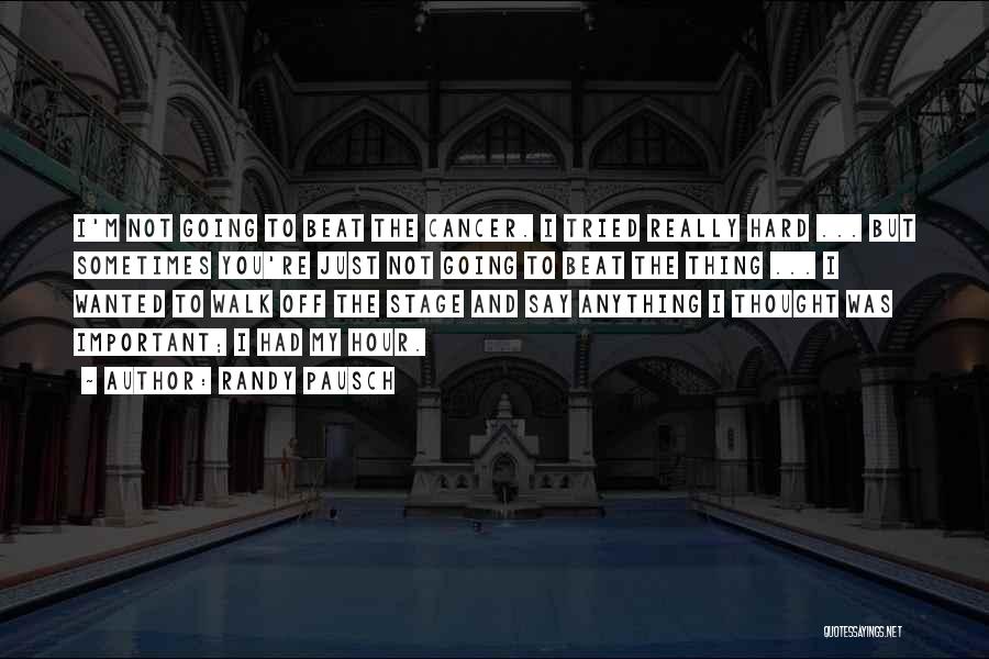 Randy Pausch Quotes: I'm Not Going To Beat The Cancer. I Tried Really Hard ... But Sometimes You're Just Not Going To Beat