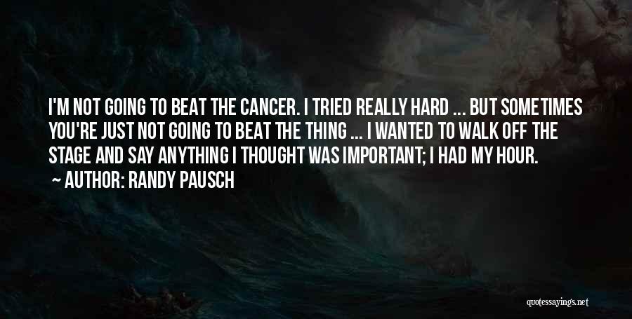 Randy Pausch Quotes: I'm Not Going To Beat The Cancer. I Tried Really Hard ... But Sometimes You're Just Not Going To Beat