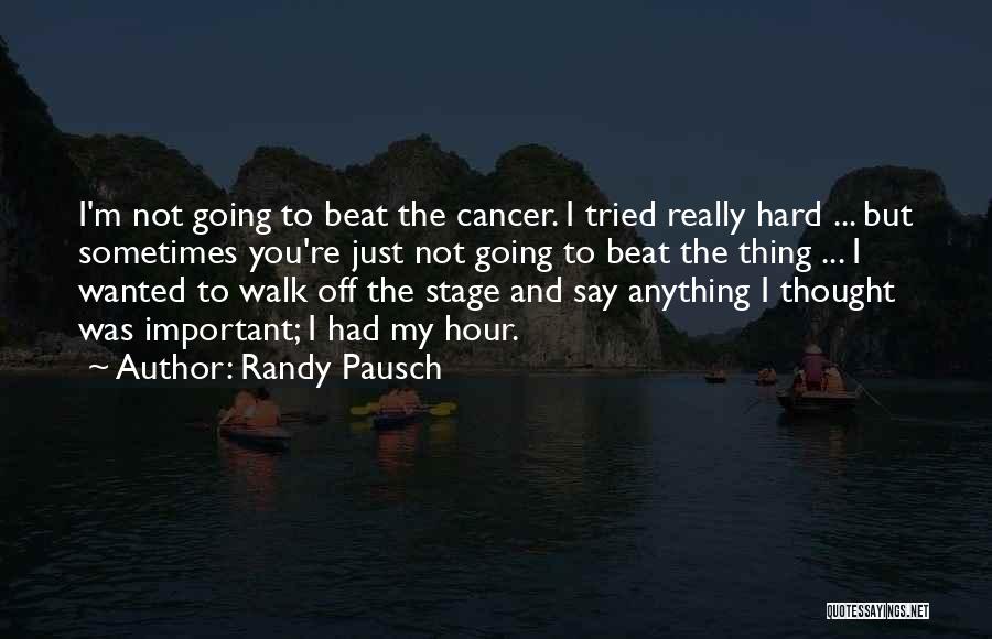 Randy Pausch Quotes: I'm Not Going To Beat The Cancer. I Tried Really Hard ... But Sometimes You're Just Not Going To Beat