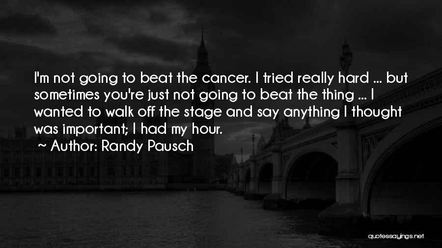 Randy Pausch Quotes: I'm Not Going To Beat The Cancer. I Tried Really Hard ... But Sometimes You're Just Not Going To Beat