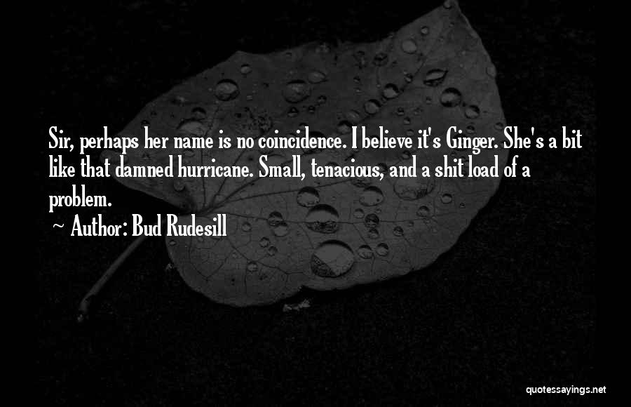 Bud Rudesill Quotes: Sir, Perhaps Her Name Is No Coincidence. I Believe It's Ginger. She's A Bit Like That Damned Hurricane. Small, Tenacious,