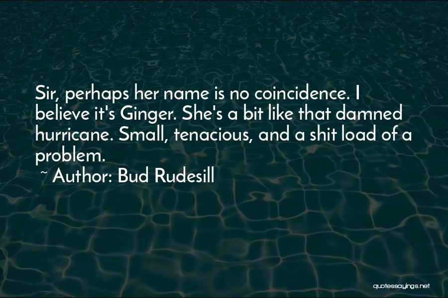 Bud Rudesill Quotes: Sir, Perhaps Her Name Is No Coincidence. I Believe It's Ginger. She's A Bit Like That Damned Hurricane. Small, Tenacious,