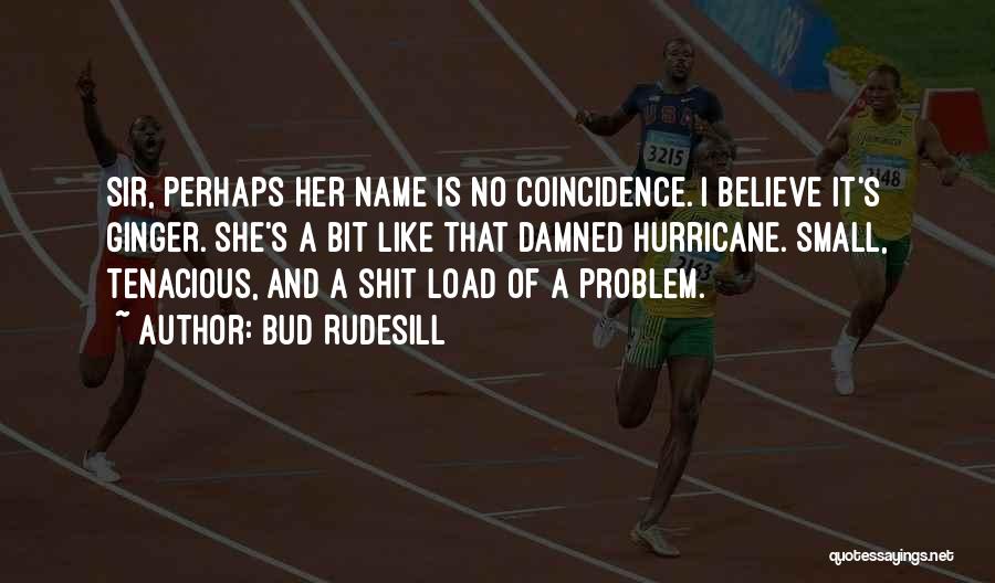 Bud Rudesill Quotes: Sir, Perhaps Her Name Is No Coincidence. I Believe It's Ginger. She's A Bit Like That Damned Hurricane. Small, Tenacious,