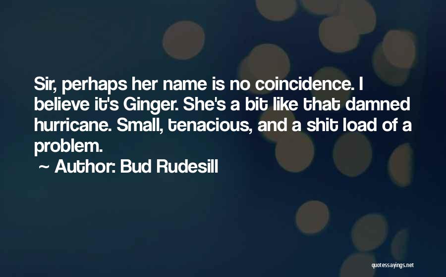 Bud Rudesill Quotes: Sir, Perhaps Her Name Is No Coincidence. I Believe It's Ginger. She's A Bit Like That Damned Hurricane. Small, Tenacious,