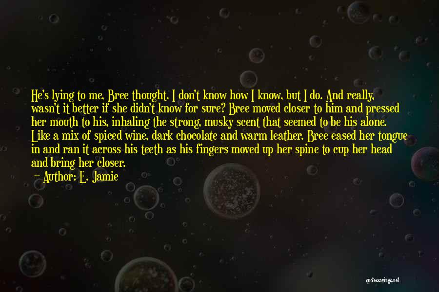 E. Jamie Quotes: He's Lying To Me, Bree Thought. I Don't Know How I Know, But I Do. And Really, Wasn't It Better