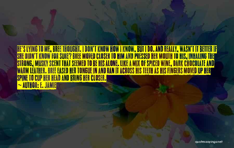 E. Jamie Quotes: He's Lying To Me, Bree Thought. I Don't Know How I Know, But I Do. And Really, Wasn't It Better