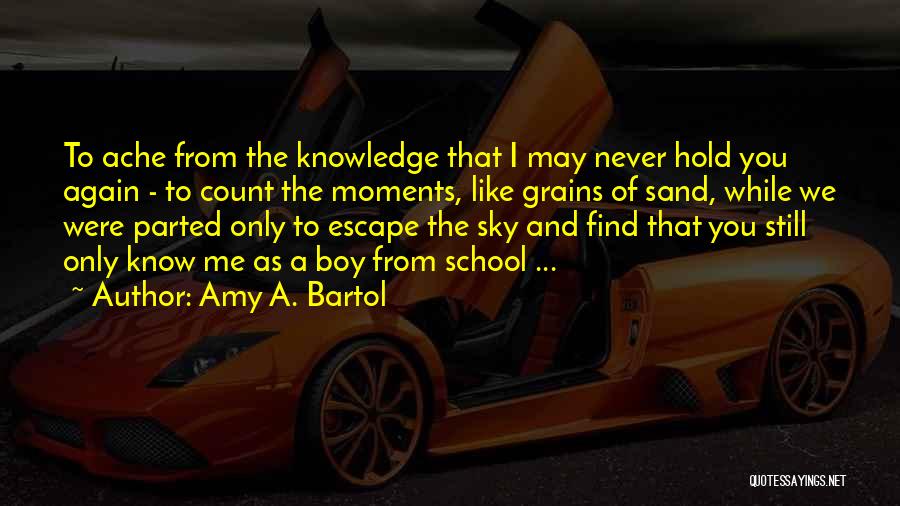Amy A. Bartol Quotes: To Ache From The Knowledge That I May Never Hold You Again - To Count The Moments, Like Grains Of