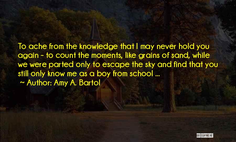 Amy A. Bartol Quotes: To Ache From The Knowledge That I May Never Hold You Again - To Count The Moments, Like Grains Of