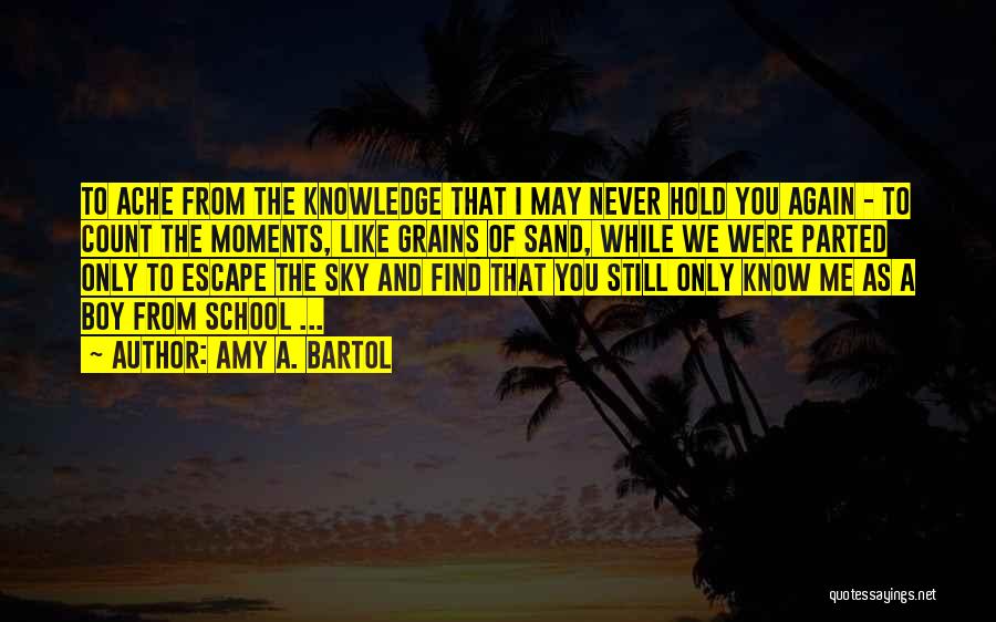 Amy A. Bartol Quotes: To Ache From The Knowledge That I May Never Hold You Again - To Count The Moments, Like Grains Of