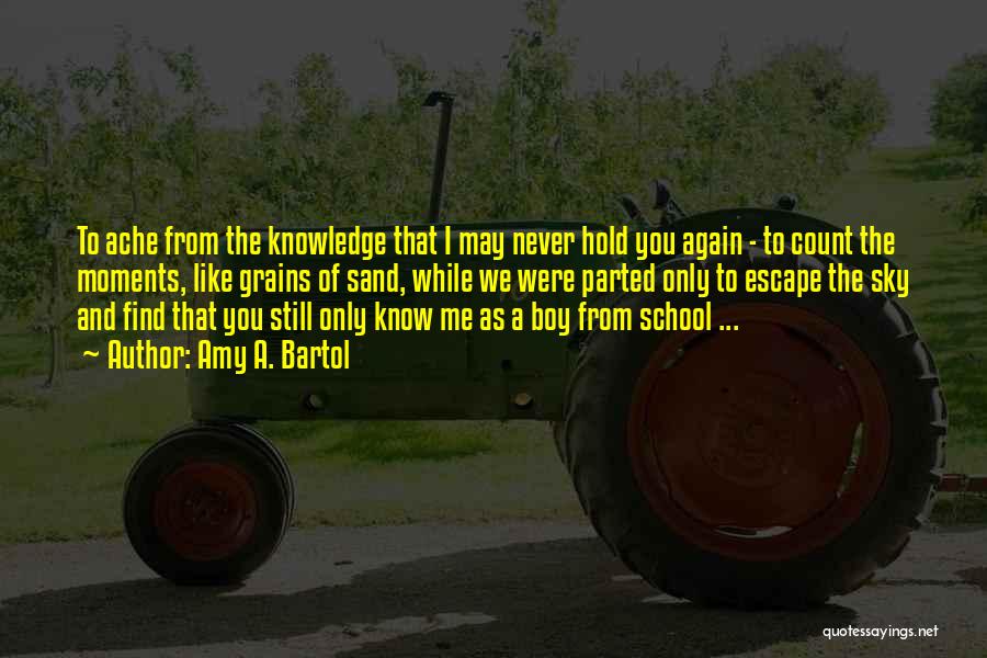 Amy A. Bartol Quotes: To Ache From The Knowledge That I May Never Hold You Again - To Count The Moments, Like Grains Of