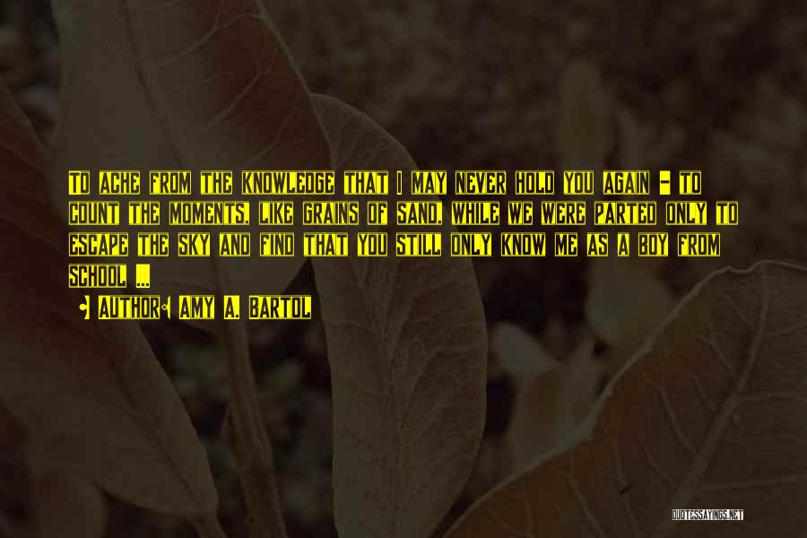 Amy A. Bartol Quotes: To Ache From The Knowledge That I May Never Hold You Again - To Count The Moments, Like Grains Of