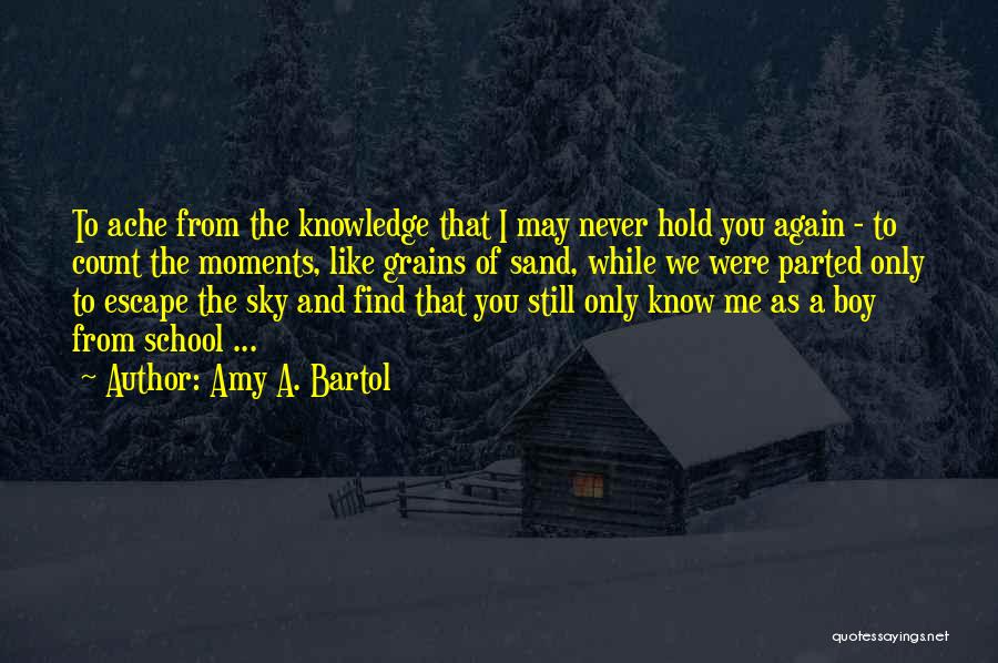 Amy A. Bartol Quotes: To Ache From The Knowledge That I May Never Hold You Again - To Count The Moments, Like Grains Of