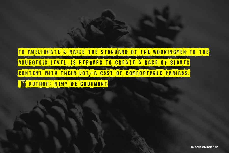 Remy De Gourmont Quotes: To Ameliorate & Raise The Standard Of The Workingmen To The Bourgeois Level, Is Perhaps To Create A Race Of