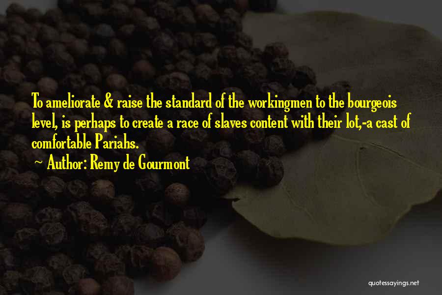 Remy De Gourmont Quotes: To Ameliorate & Raise The Standard Of The Workingmen To The Bourgeois Level, Is Perhaps To Create A Race Of