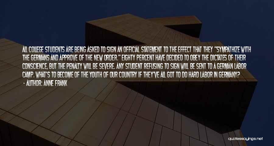 Anne Frank Quotes: All College Students Are Being Asked To Sign An Official Statement To The Effect That They Sympathize With The Germans