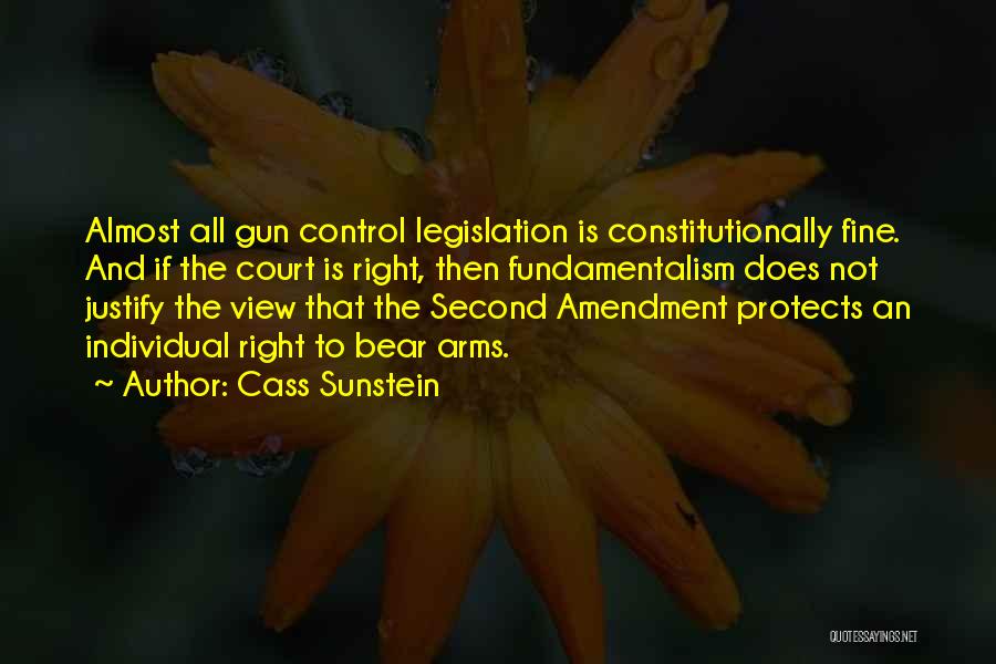 Cass Sunstein Quotes: Almost All Gun Control Legislation Is Constitutionally Fine. And If The Court Is Right, Then Fundamentalism Does Not Justify The