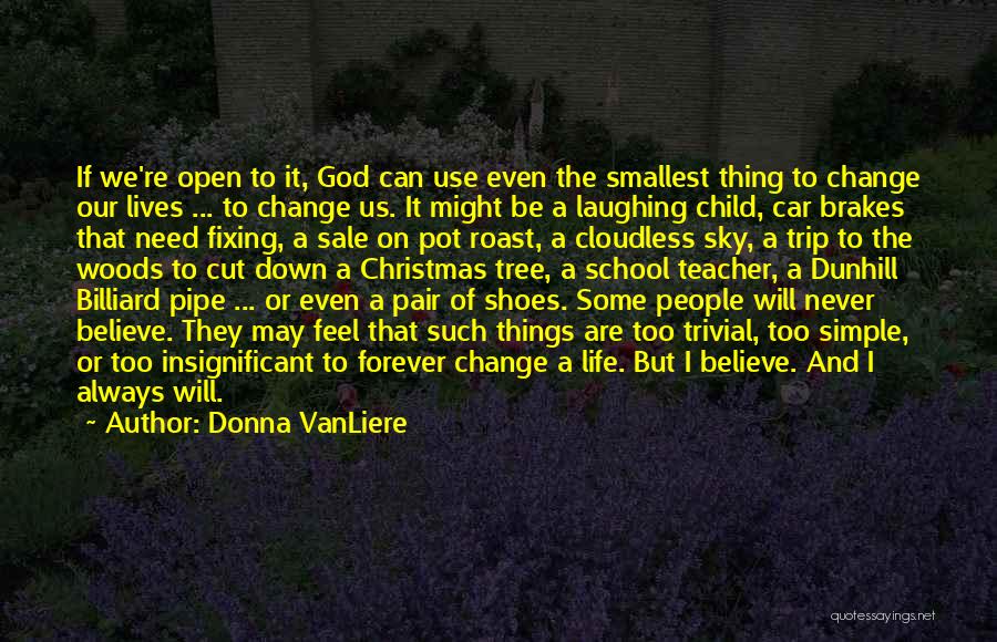 Donna VanLiere Quotes: If We're Open To It, God Can Use Even The Smallest Thing To Change Our Lives ... To Change Us.