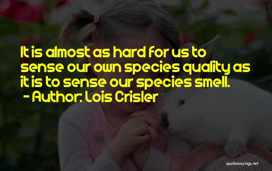 Lois Crisler Quotes: It Is Almost As Hard For Us To Sense Our Own Species Quality As It Is To Sense Our Species