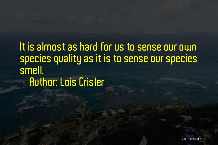 Lois Crisler Quotes: It Is Almost As Hard For Us To Sense Our Own Species Quality As It Is To Sense Our Species