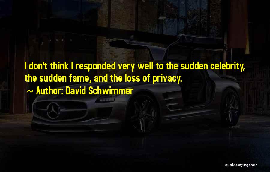 David Schwimmer Quotes: I Don't Think I Responded Very Well To The Sudden Celebrity, The Sudden Fame, And The Loss Of Privacy.