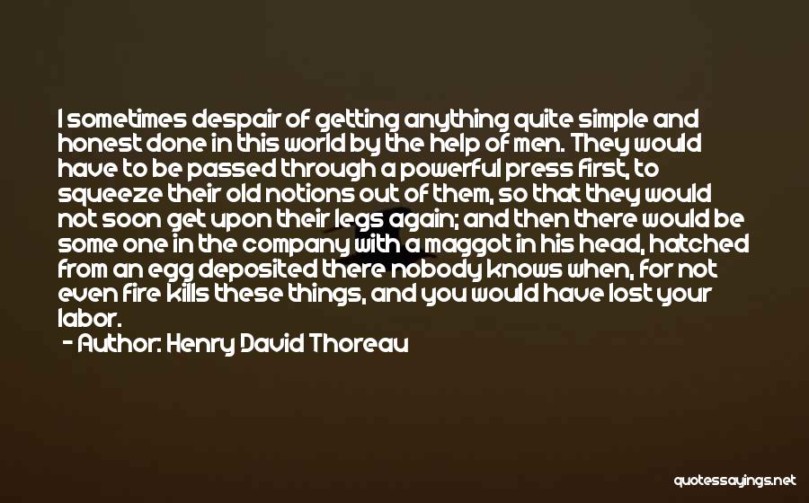 Henry David Thoreau Quotes: I Sometimes Despair Of Getting Anything Quite Simple And Honest Done In This World By The Help Of Men. They