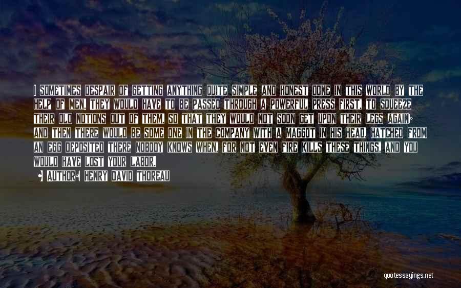 Henry David Thoreau Quotes: I Sometimes Despair Of Getting Anything Quite Simple And Honest Done In This World By The Help Of Men. They