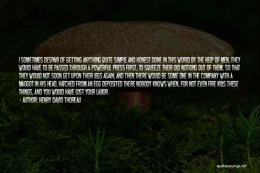 Henry David Thoreau Quotes: I Sometimes Despair Of Getting Anything Quite Simple And Honest Done In This World By The Help Of Men. They