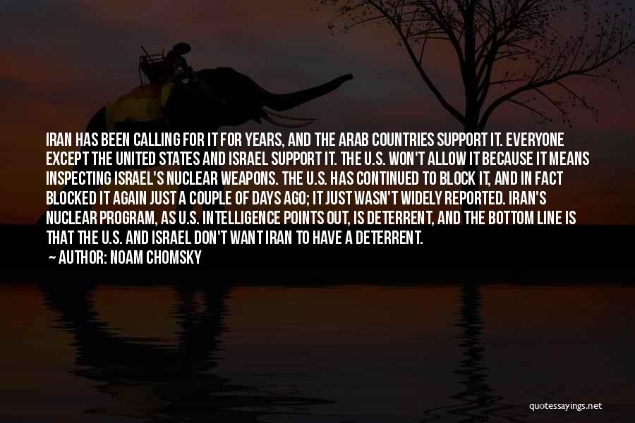 Noam Chomsky Quotes: Iran Has Been Calling For It For Years, And The Arab Countries Support It. Everyone Except The United States And
