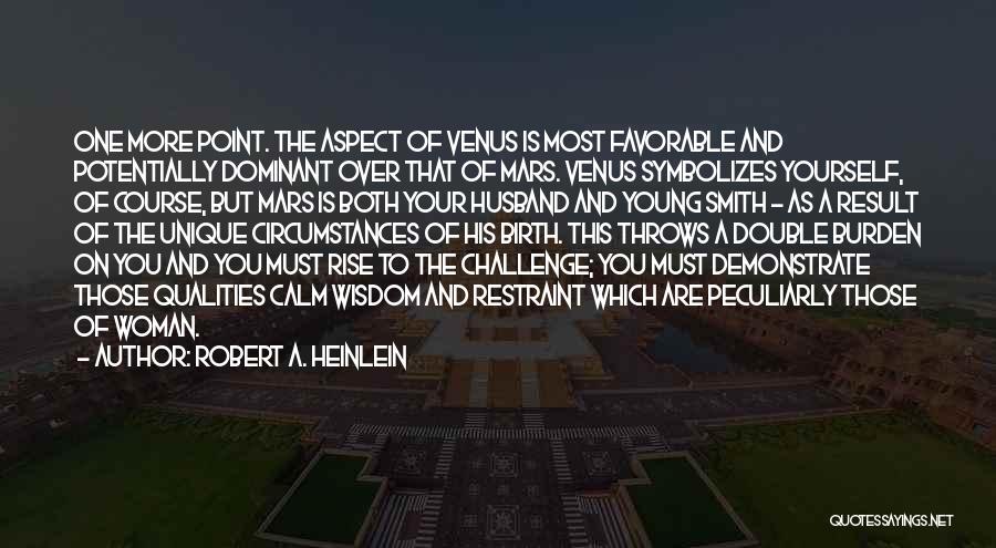 Robert A. Heinlein Quotes: One More Point. The Aspect Of Venus Is Most Favorable And Potentially Dominant Over That Of Mars. Venus Symbolizes Yourself,