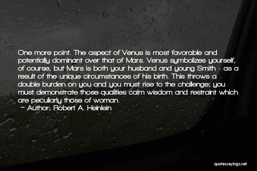 Robert A. Heinlein Quotes: One More Point. The Aspect Of Venus Is Most Favorable And Potentially Dominant Over That Of Mars. Venus Symbolizes Yourself,