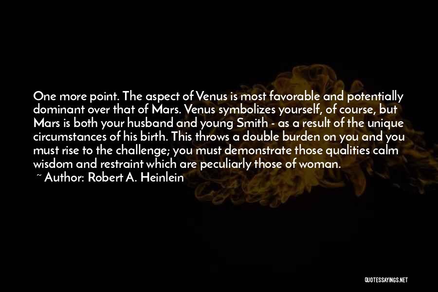 Robert A. Heinlein Quotes: One More Point. The Aspect Of Venus Is Most Favorable And Potentially Dominant Over That Of Mars. Venus Symbolizes Yourself,