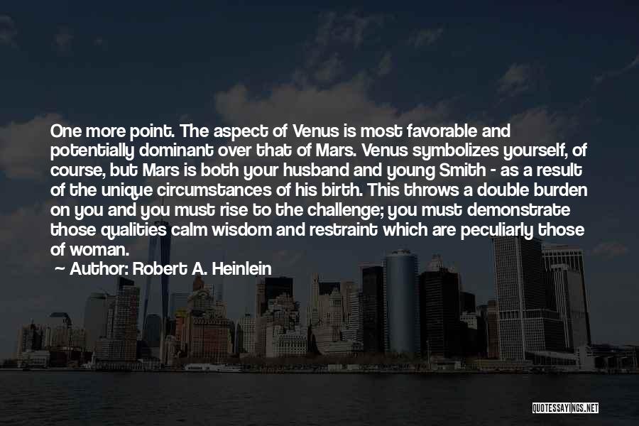 Robert A. Heinlein Quotes: One More Point. The Aspect Of Venus Is Most Favorable And Potentially Dominant Over That Of Mars. Venus Symbolizes Yourself,