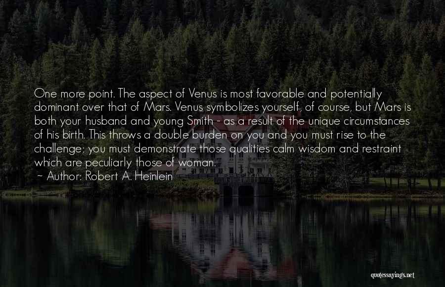 Robert A. Heinlein Quotes: One More Point. The Aspect Of Venus Is Most Favorable And Potentially Dominant Over That Of Mars. Venus Symbolizes Yourself,