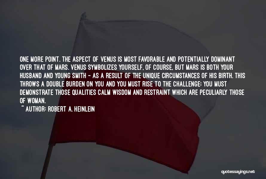 Robert A. Heinlein Quotes: One More Point. The Aspect Of Venus Is Most Favorable And Potentially Dominant Over That Of Mars. Venus Symbolizes Yourself,