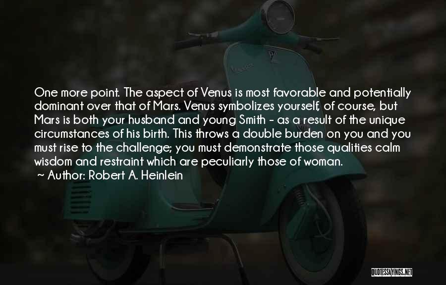 Robert A. Heinlein Quotes: One More Point. The Aspect Of Venus Is Most Favorable And Potentially Dominant Over That Of Mars. Venus Symbolizes Yourself,