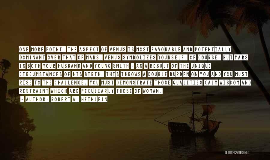 Robert A. Heinlein Quotes: One More Point. The Aspect Of Venus Is Most Favorable And Potentially Dominant Over That Of Mars. Venus Symbolizes Yourself,