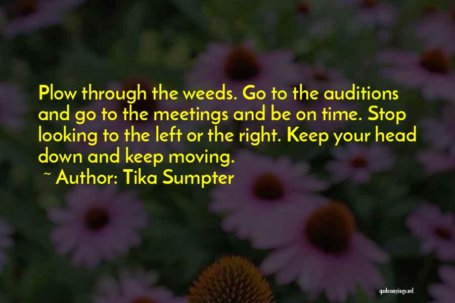 Tika Sumpter Quotes: Plow Through The Weeds. Go To The Auditions And Go To The Meetings And Be On Time. Stop Looking To