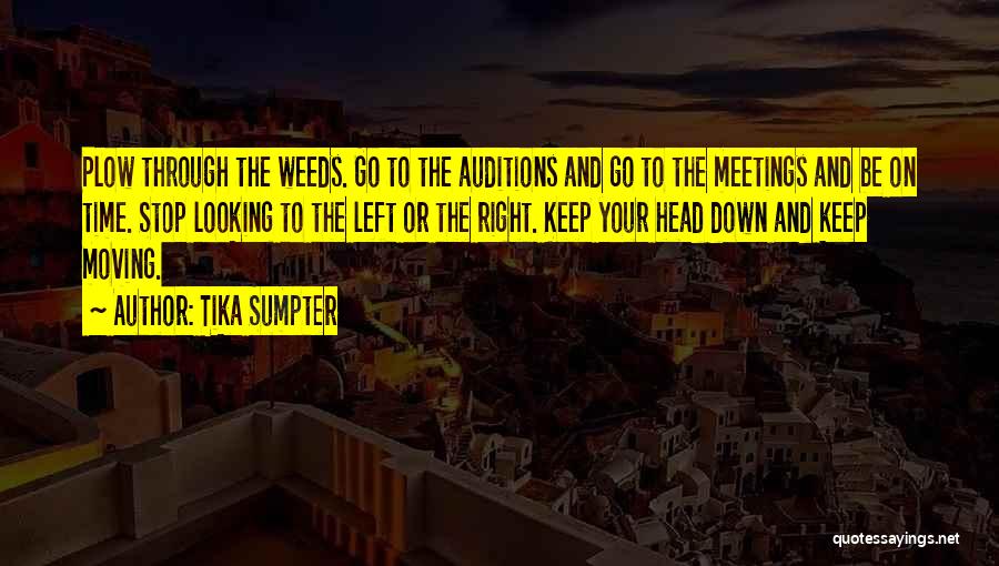 Tika Sumpter Quotes: Plow Through The Weeds. Go To The Auditions And Go To The Meetings And Be On Time. Stop Looking To