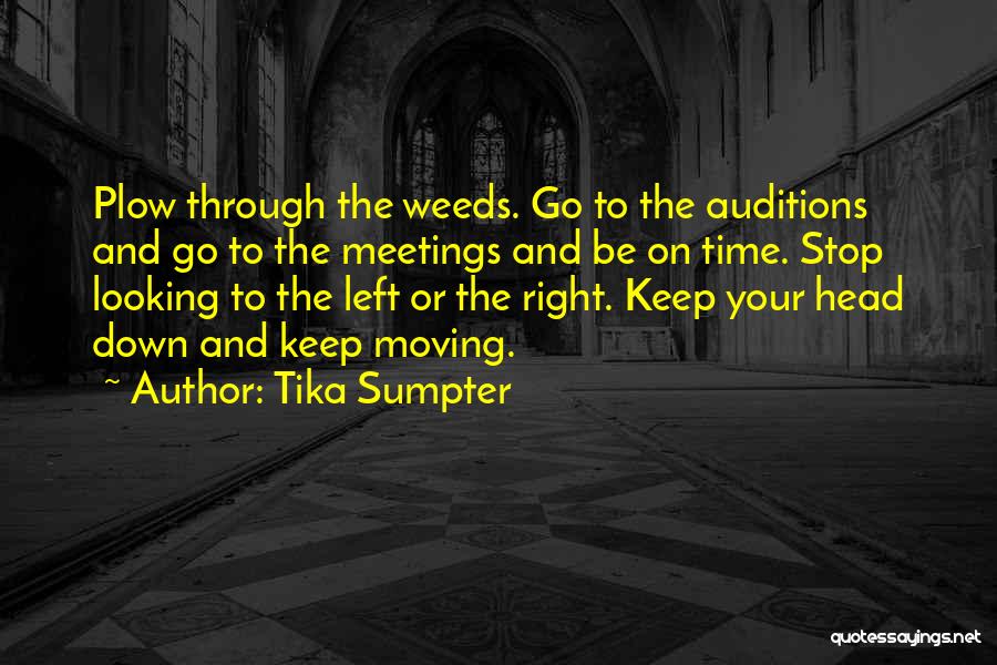 Tika Sumpter Quotes: Plow Through The Weeds. Go To The Auditions And Go To The Meetings And Be On Time. Stop Looking To