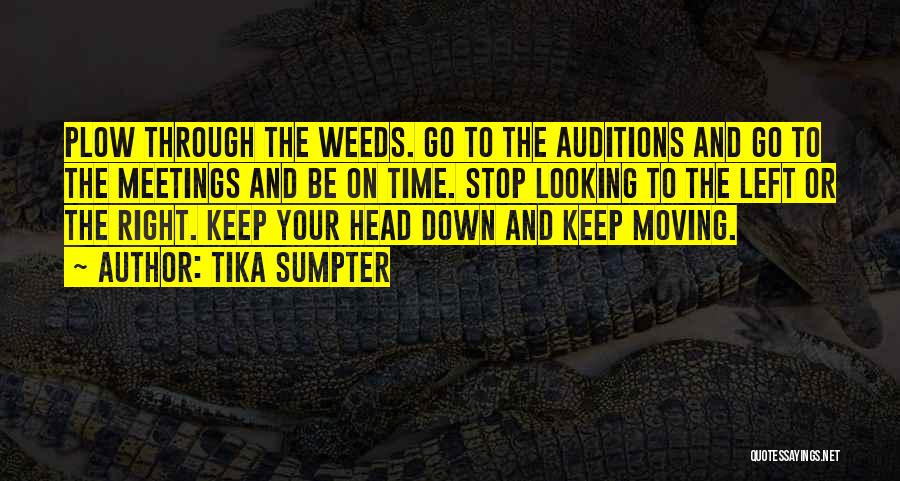 Tika Sumpter Quotes: Plow Through The Weeds. Go To The Auditions And Go To The Meetings And Be On Time. Stop Looking To